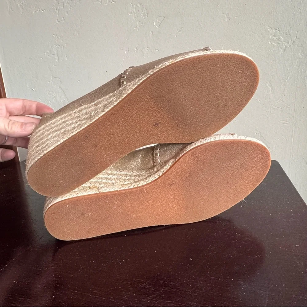 Jack Rogers Gold Palmer Espadrille Wedge Sandals